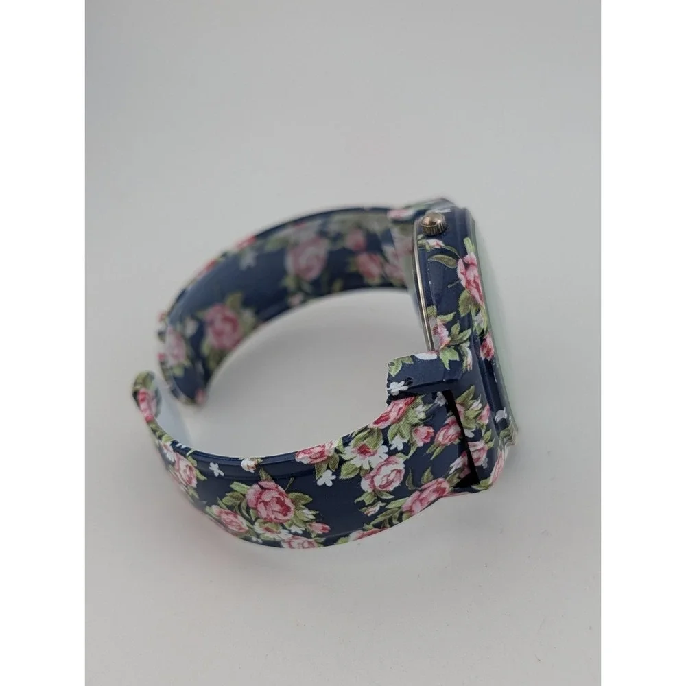 Studio Time Women's Floral Bangle Watch 38mm Case Hinge Band- New Battery